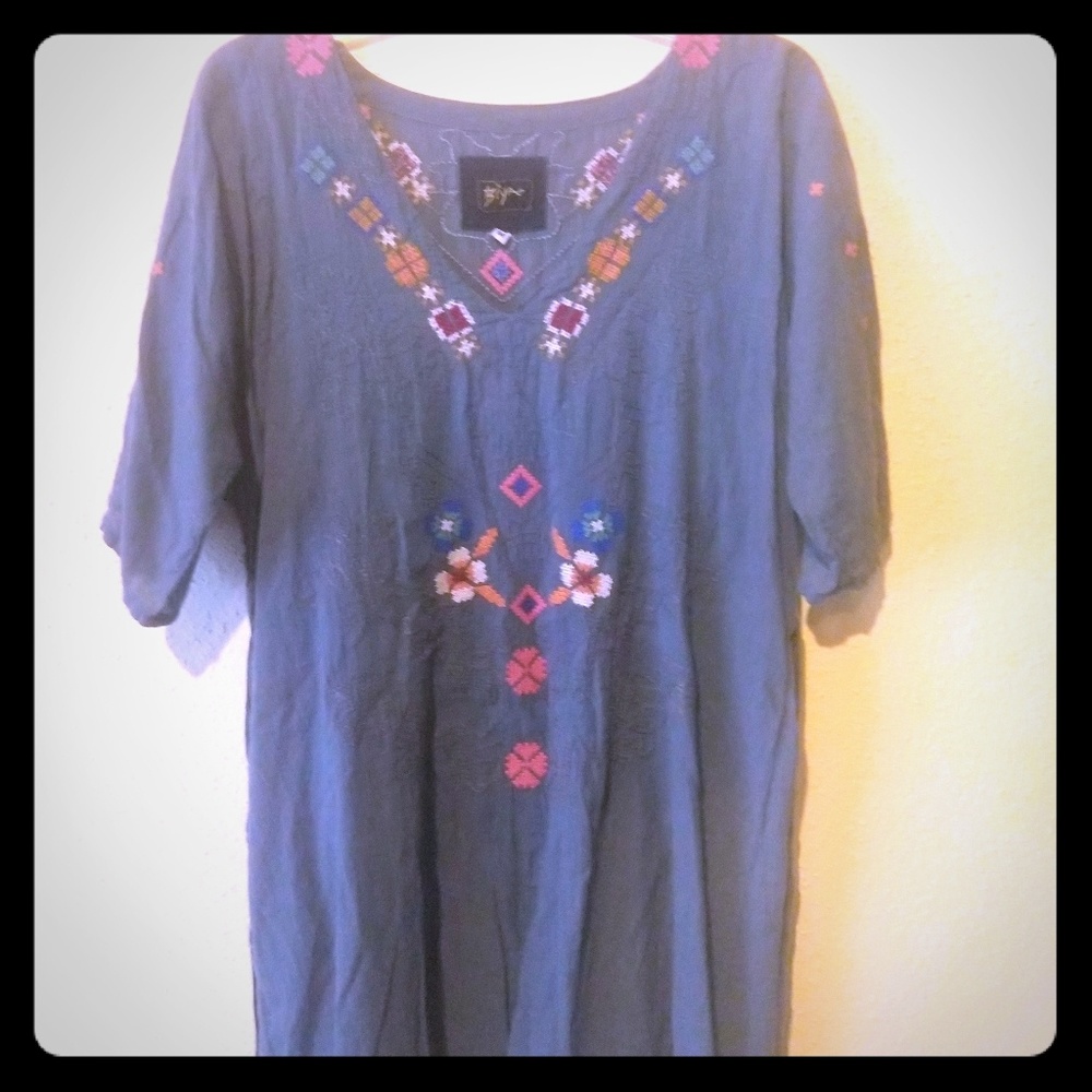 Embroidered smock dress
